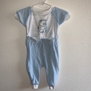 Vintage Terry blue bear snap on pajamas one piece